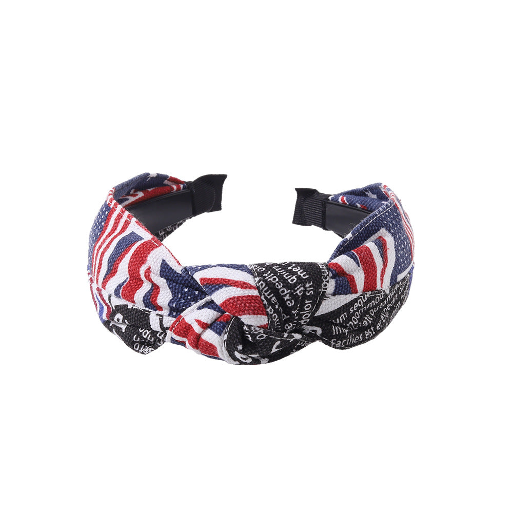 Wholesale Denim Printed Knotted Fabric Hair Bands